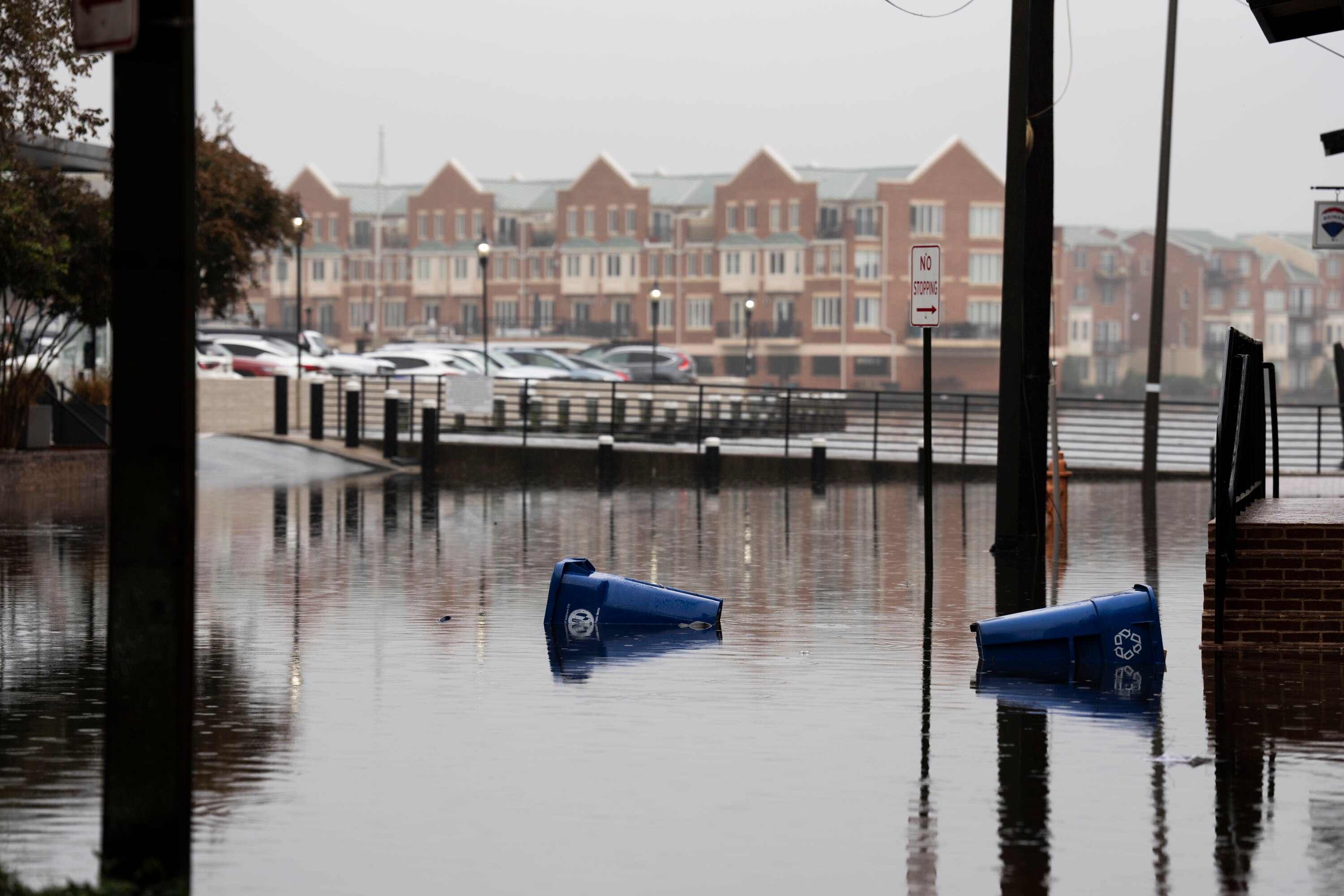 Fells Point streets flood after a heavy rainstorm Thursday.