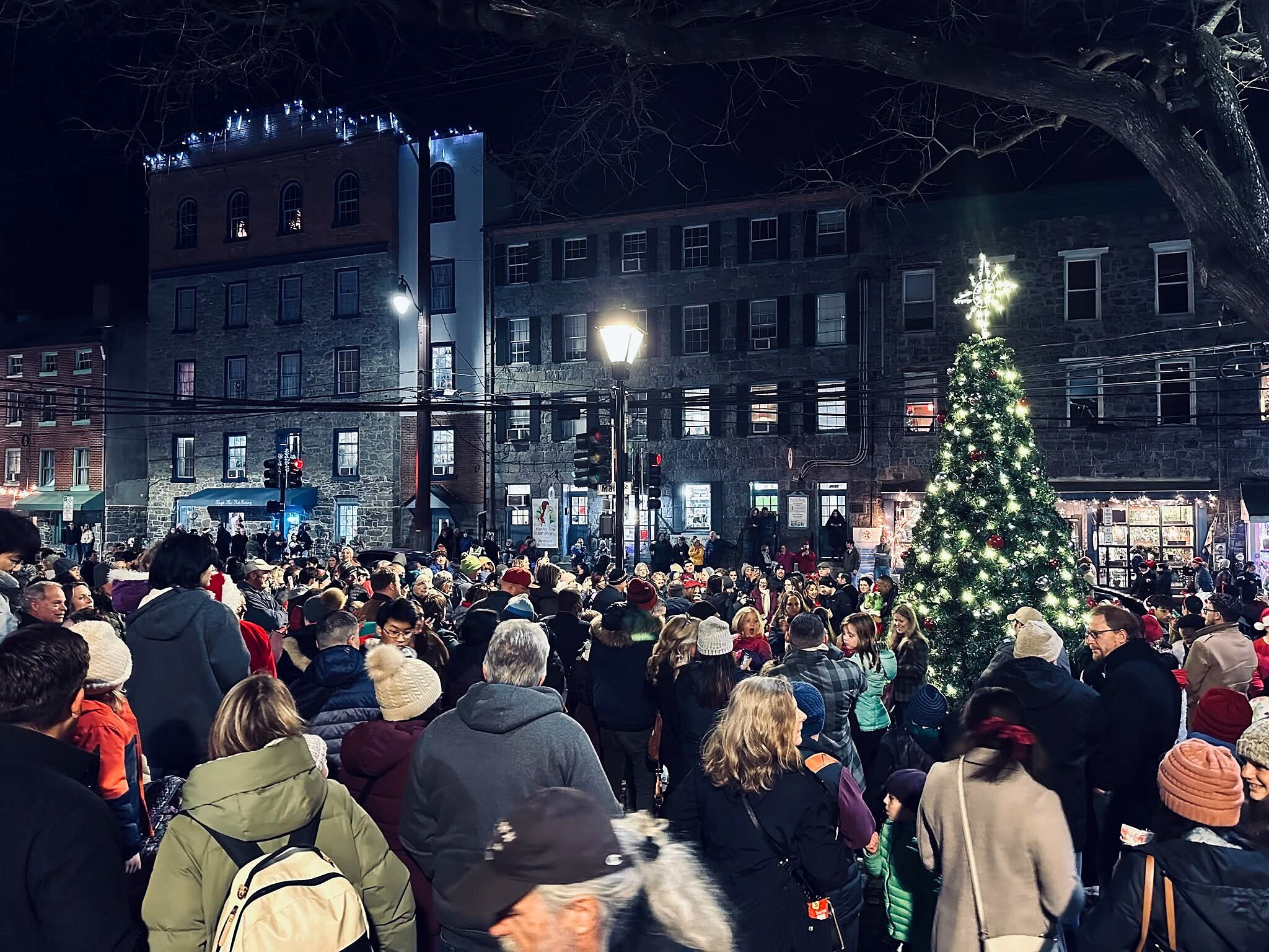 Old Ellicott City's annual tree lighting, shown here in 2023, will take place at Tiber Park on Dec. 5 at 6 p.m.