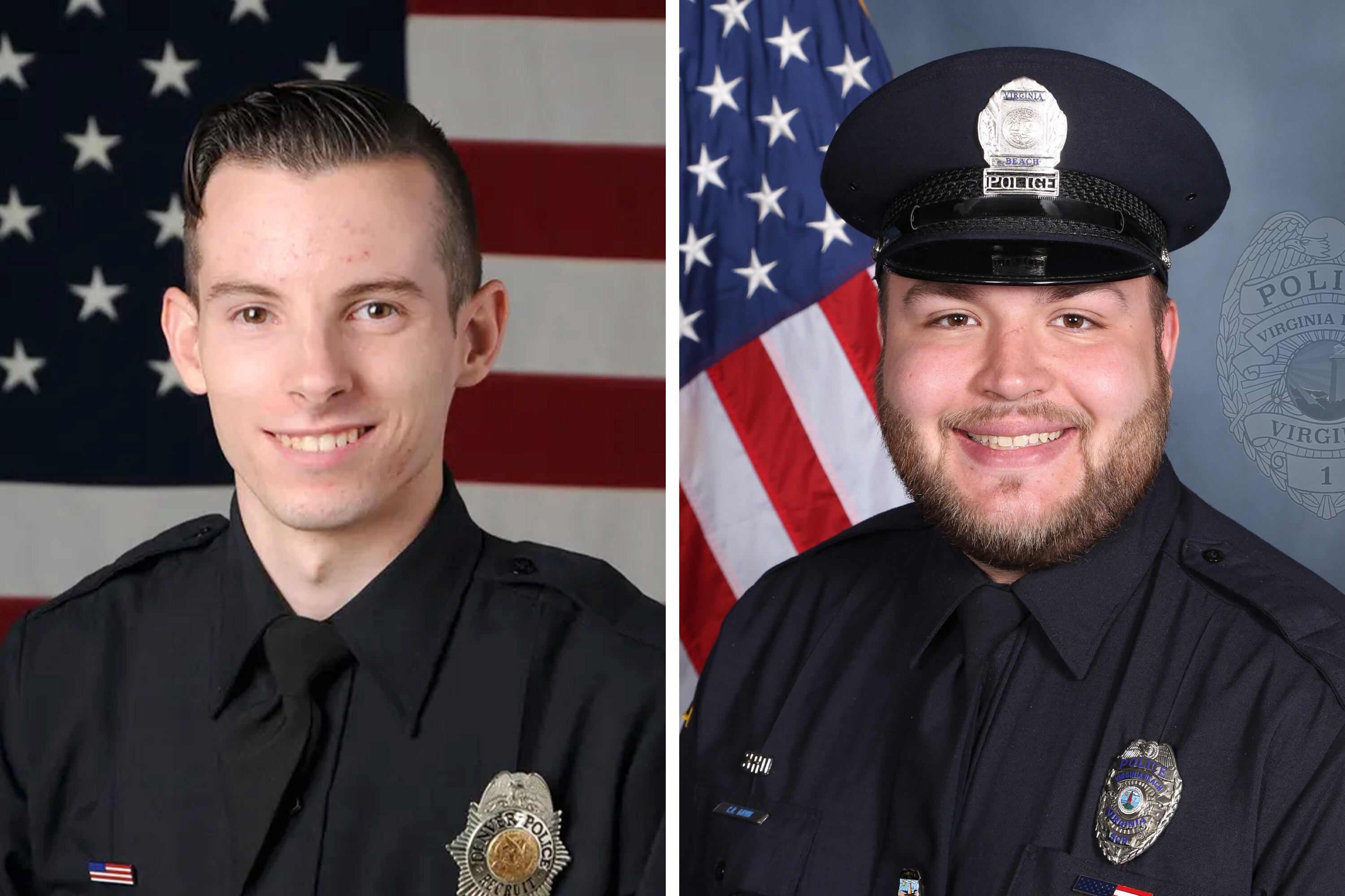 Officers Andrew Duarte, left, and Cameron Girvin started their careers with the Ocean City Police Department. Both were killed in unrelated incidents in York County, Pa., and Virginia Beach, Va., respectively.