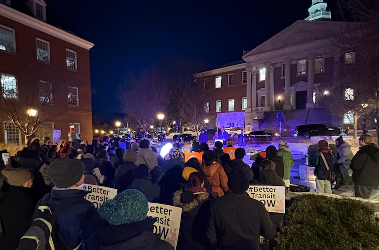 Roughly 200 students and transportation advocates rallied in Annapolis Monday night for more funding to expand Baltimore’s bus service.
