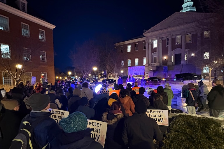 Roughly 200 students and transportation advocates rallied in Annapolis Monday night for more funding to expand Baltimore’s bus service.