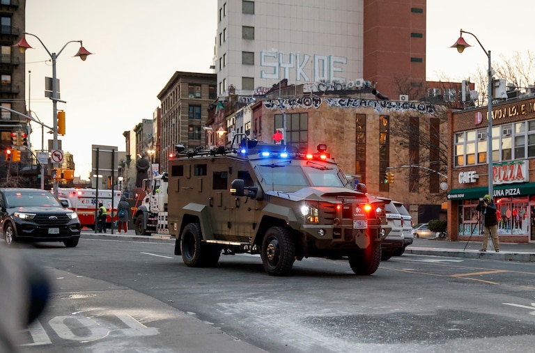 An armored vehicle carrying Venezuelan President Nicolas Maduro and his wife Cilia Flores arrives at Manhattan Federal Court, Monday, Jan. 5, 2026, in New York.