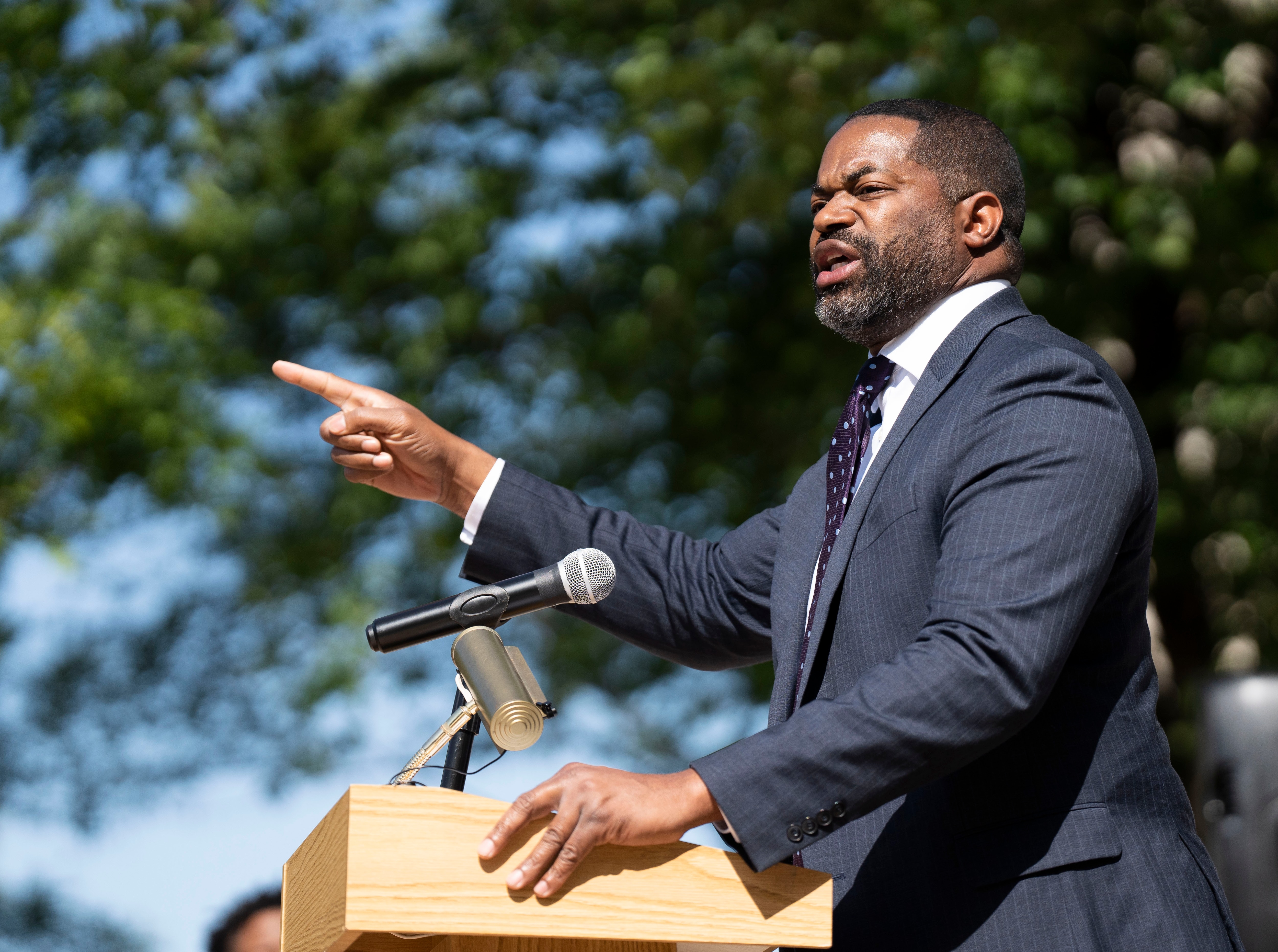 Nick J. Mosby, President of the Baltimore City Council, speaks during the Peace and Remembrance Day, in Baltimore, Thursday, May 25, 2023. 
