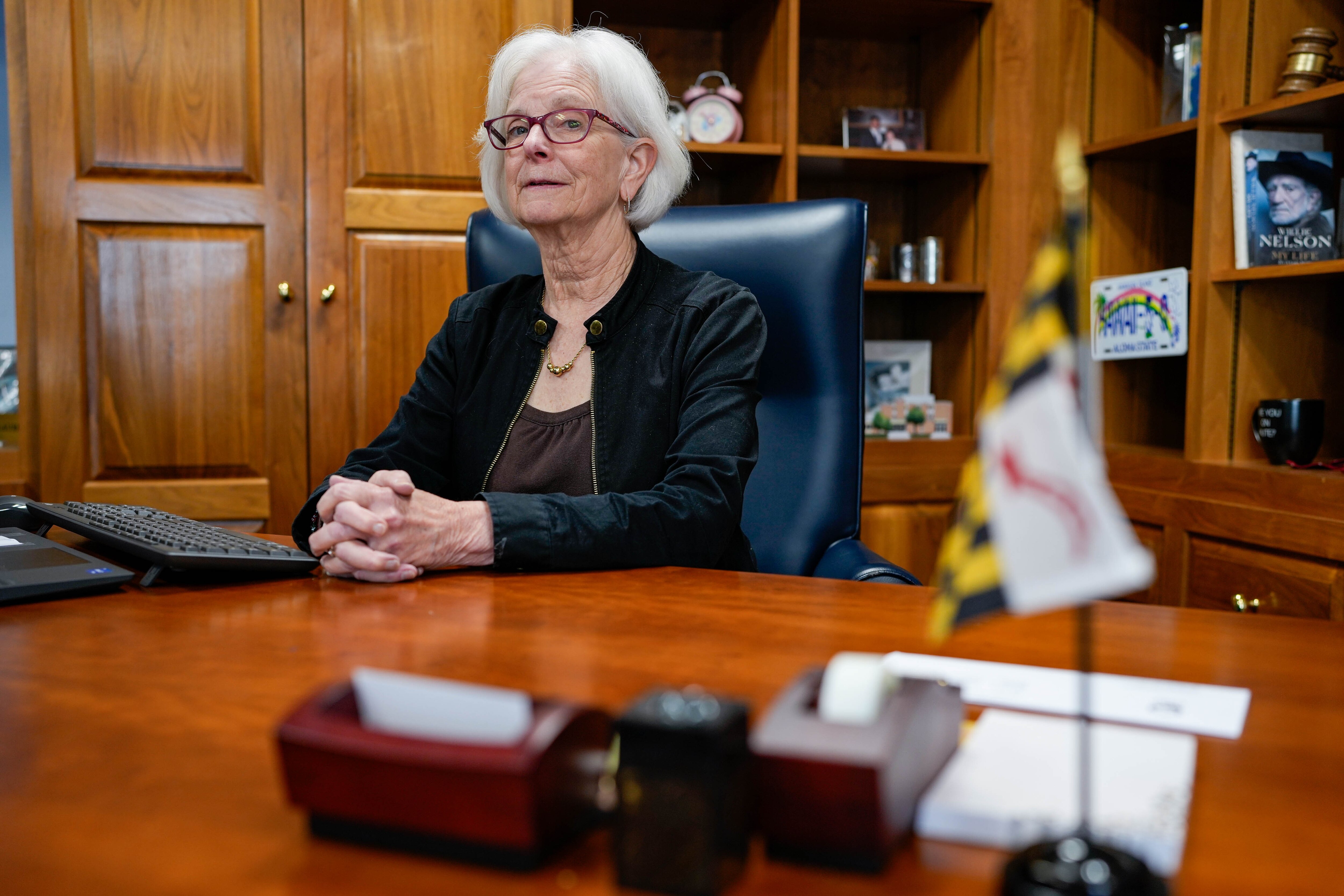 Baltimore County Executive Kathy Klausmeier sits for a portrait inside the Baltimore County Historic Courthouse, the county government headquarters, in Towson, Md. on Monday, June 2, 2025.