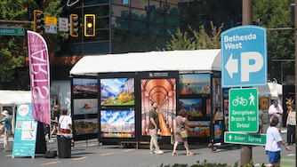Nearly 200 artists will show off their works and wares at the annual Bethesda Row Arts Festival, pictured here in 2025, on Sept. 12 and 13.