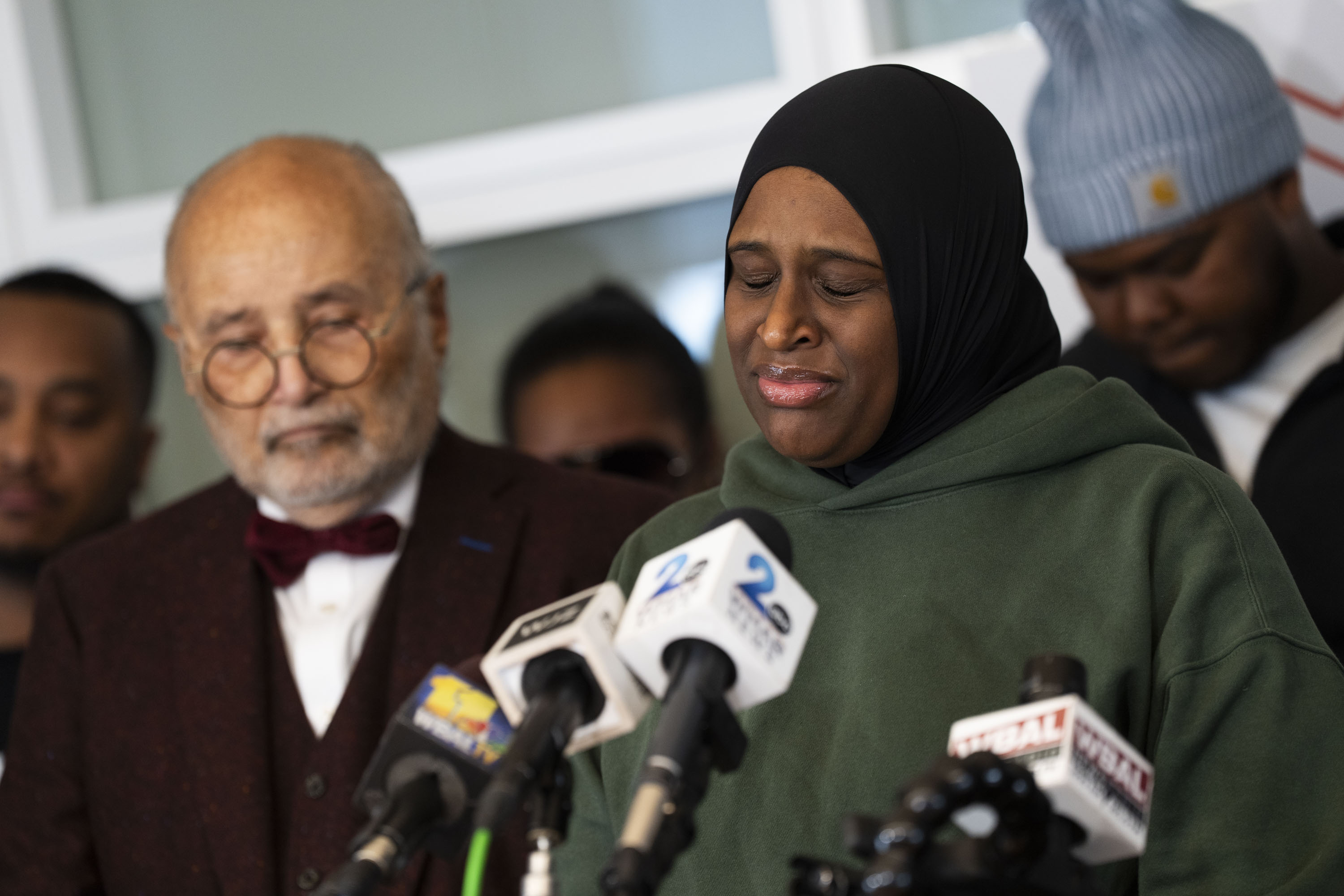 Samuel “Big Sam” Brown’s daughter Deja Brown speaks during a press conference at Murphy, Falcon & Murphy law firm on Thursday.