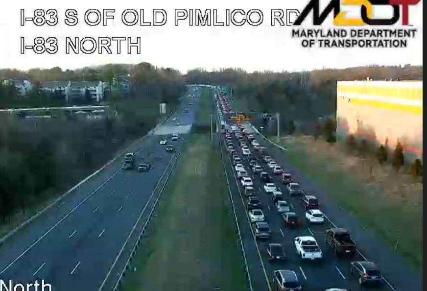 Traffic ground to a halt on Interstate 83 North on March 20, 2024, because of a brush fire.