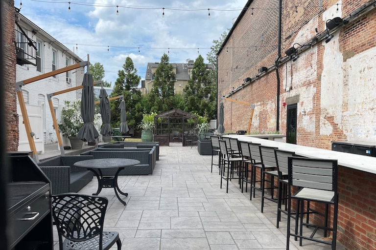 The courtyard between the Atlas-owned Waterfront Hotel and 1704 Thames St. in Fells Point.