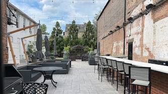 The courtyard between the Atlas-owned Waterfront Hotel and 1704 Thames St. in Fells Point.