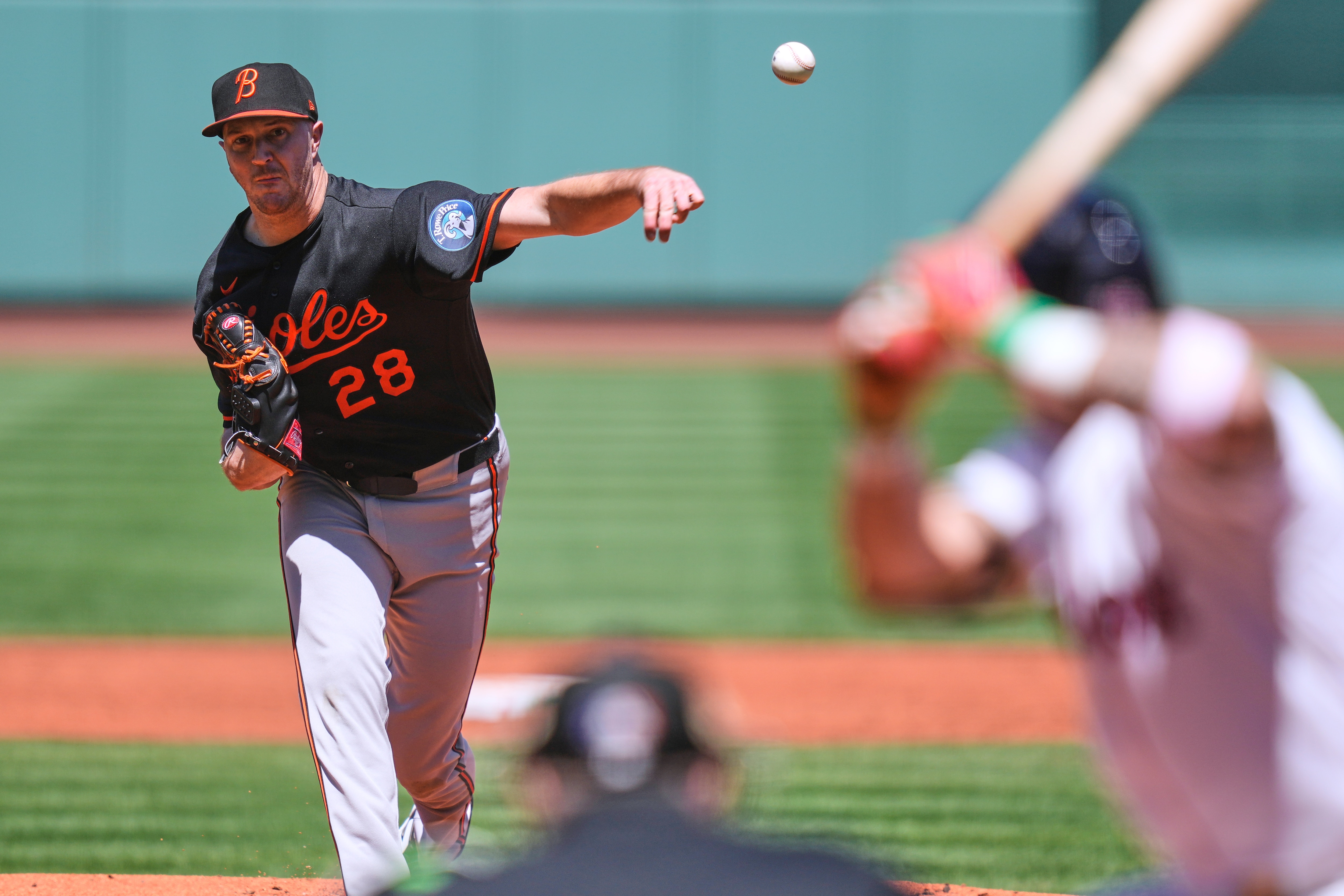 Orioles starting pitcher Trevor Rogers delivers during the first inning against the Boston Red Sox.