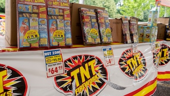 Fireworks prices at a TNT Fireworks stand in a Walmart parking lot in Catonsville, MD.