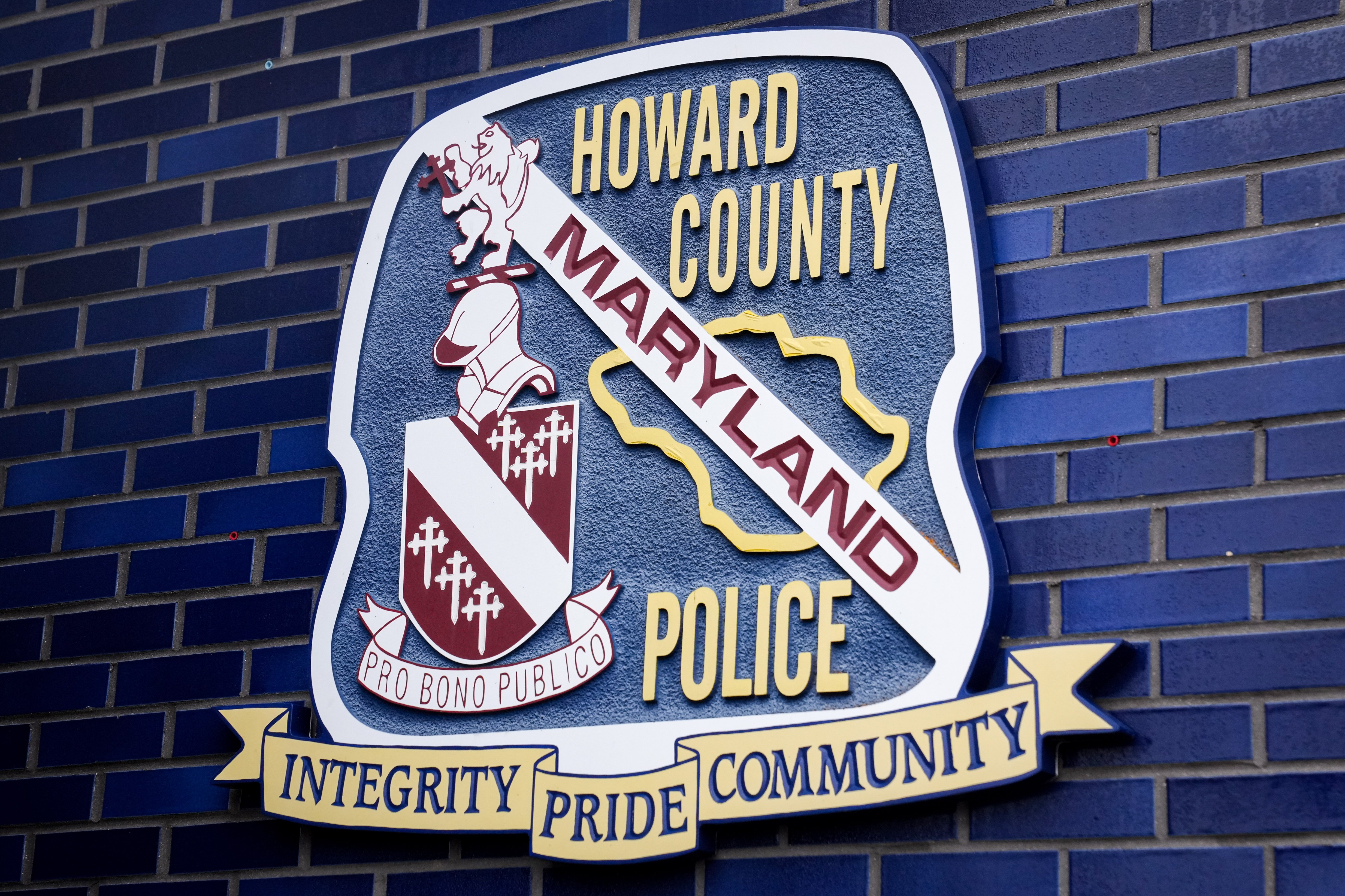 The Howard County Police logo seen outside their headquarters on January 25, 2024.