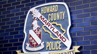 The Howard County Police logo seen outside their headquarters on January 25, 2024.
