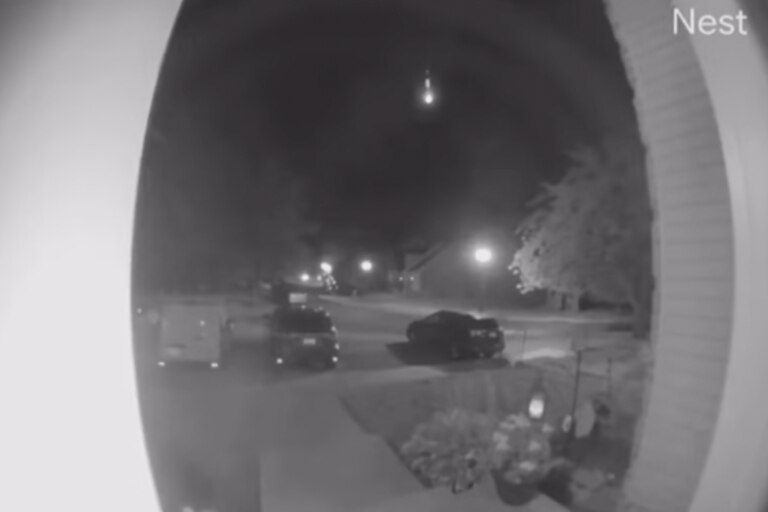 The meteor captured on the Nest camera of Noelle Smith Althoff in Bel Air around 9:23 p.m.