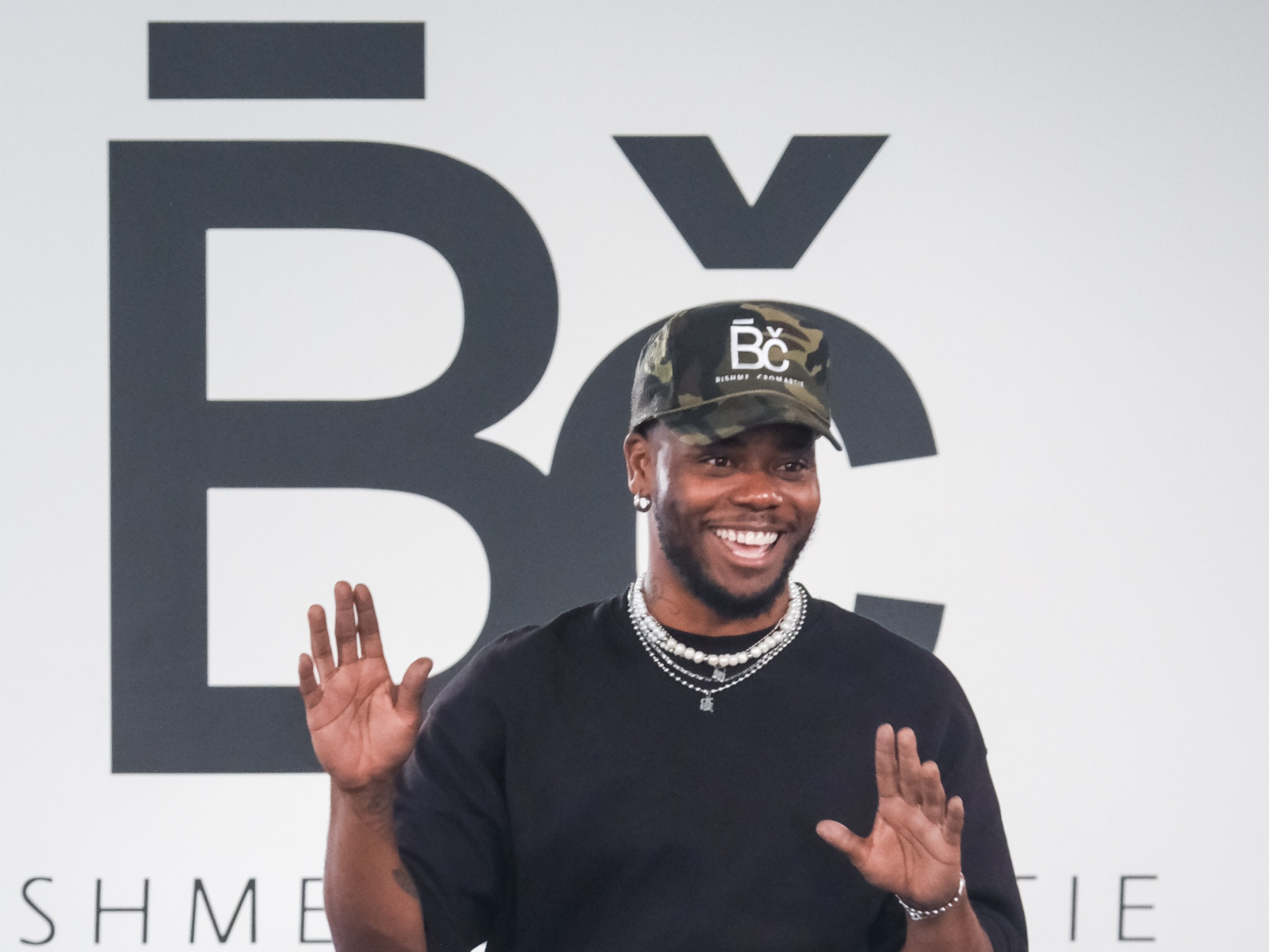 Bishme Cromartie at the end of his New York Fashion Week show.