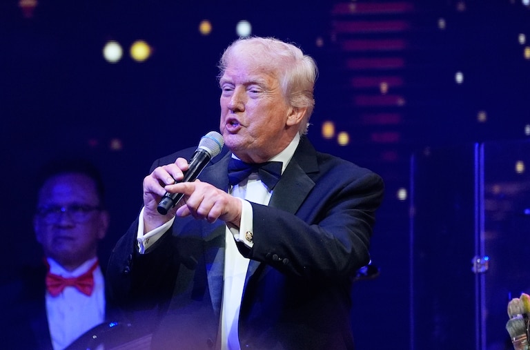 President Donald Trump speaks at a New Year's Eve celebration at his Mar-a-Lago club, Wednesday, Dec. 31, 2025, in Palm Beach, Fla. (AP Photo/Alex Brandon)