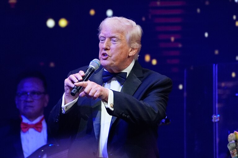 President Donald Trump speaks at a New Year's Eve celebration at his Mar-a-Lago club, Wednesday, Dec. 31, 2025, in Palm Beach, Fla. (AP Photo/Alex Brandon)