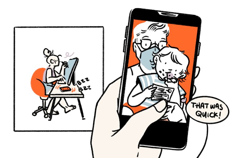 My partner texted a photo of our son with his vaccination card. That was quick!