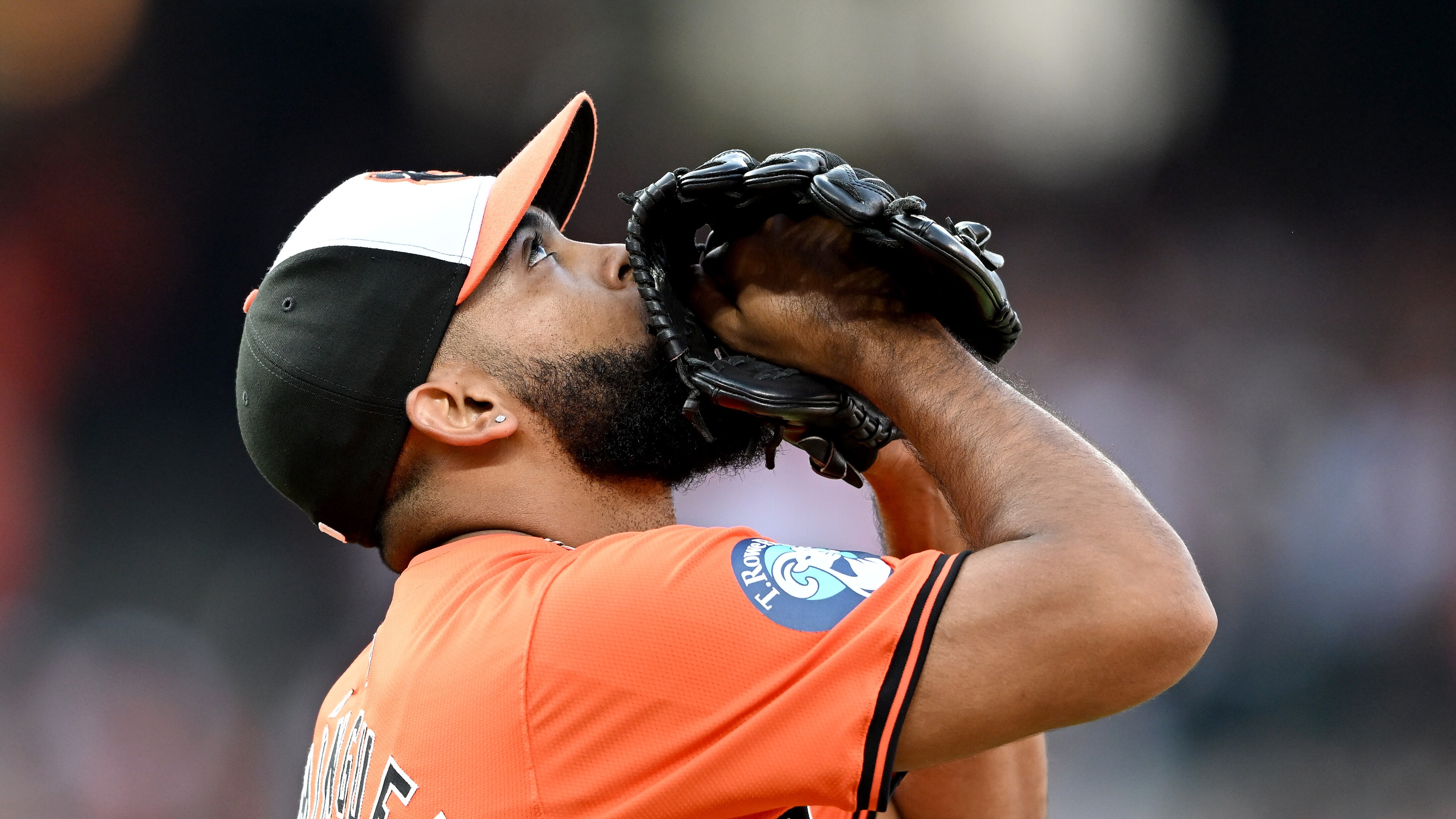 BALTIMORE, MARYLAND - AUGUST 24: Seranthony Domínguez #56 of the Baltimore Orioles celebrates after a 3-2 victory against the Houston Astros at Oriole Park at Camden Yards on August 24, 2024 in Baltimore, Maryland. (Photo by Greg Fiume/Getty Images)