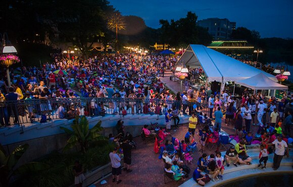 The Columbia Lakefront, shown here during warmer weather, will be the scene of a Festive Friday Cocktail Crawl on Friday evening, Dec. 20.