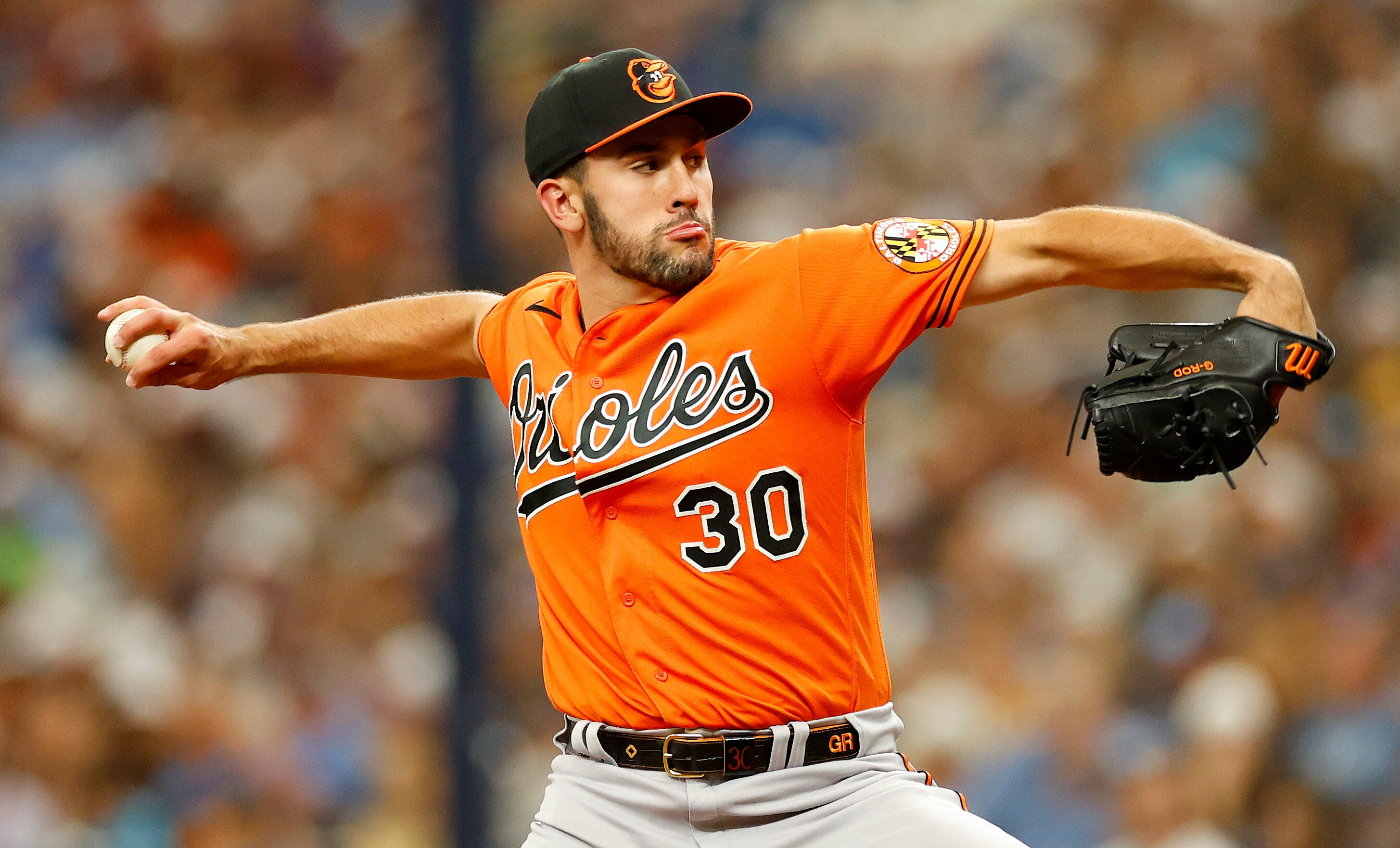 Grayson Rodriguez allowed three hits and two runs in 5 2/3 innings Saturday against the Rays.