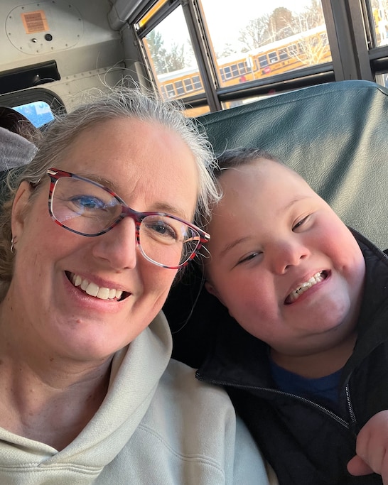 Kristi Maeng smiles with her son JoJo, who has Down syndrome.