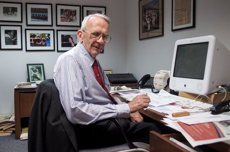 Davis Lee Kennedy, former publisher of the Montgomery Gazette, in his office at the Current newspapers in 2014.