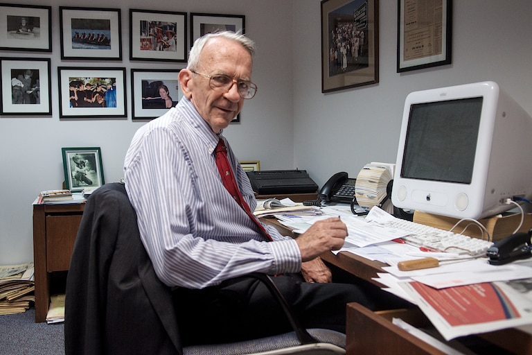 Davis Lee Kennedy, former publisher of the Montgomery Gazette, in his office at the Current newspapers in 2014.