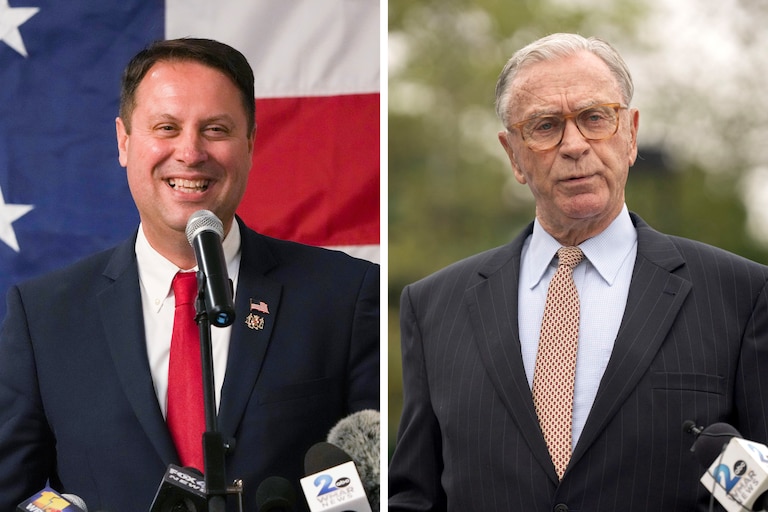 Republican candidates Dan Cox, left, a former state delegate, and Ed Hale Sr., the owner of the Baltimore Blast and a retired banker.