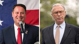 Republican candidates Dan Cox, left, a former state delegate, and Ed Hale Sr., the owner of the Baltimore Blast and a retired banker.