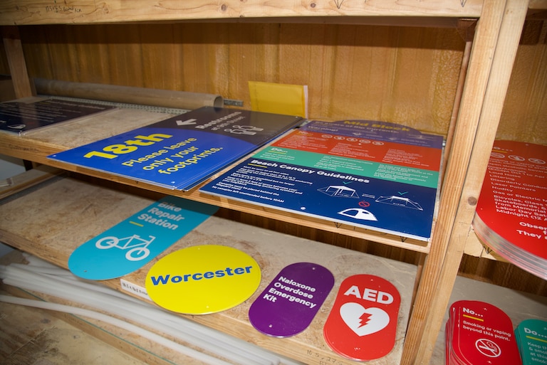 Plak That created more than 500 signs for the project, many of which are extras still being stored at their West Ocean City headquarters.