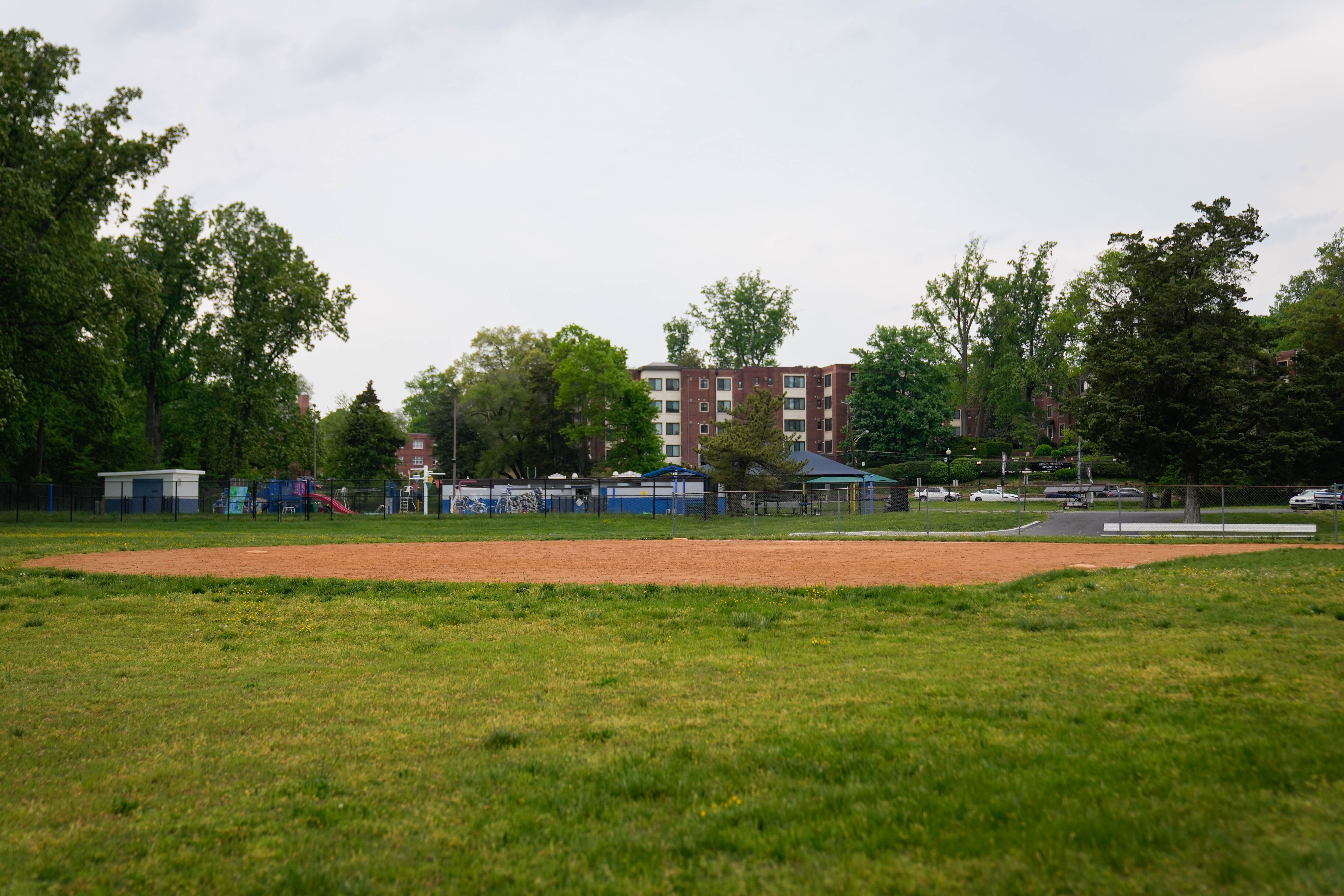 An empty field at David Driskell Community Park in Hyattsville last month. The city is considering purchasing an adjacent parking lot to expand the park.