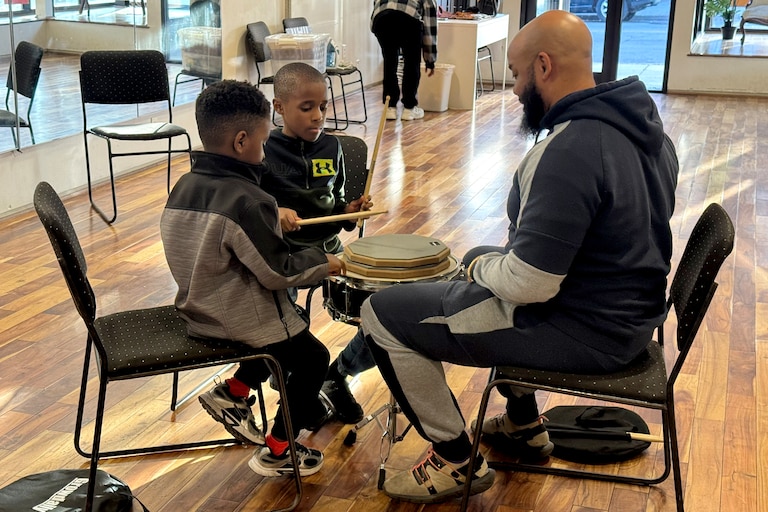 Instructor Raymond Spence has been teaching the drumming class at Jubilee Arts in West Baltimore for the past 3 years.