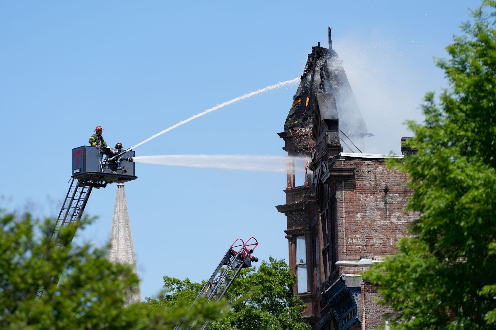 The fire in Fells Point appeared to be extinguished or under control by around 1:25 p.m. Thursday, May 2, 2024.