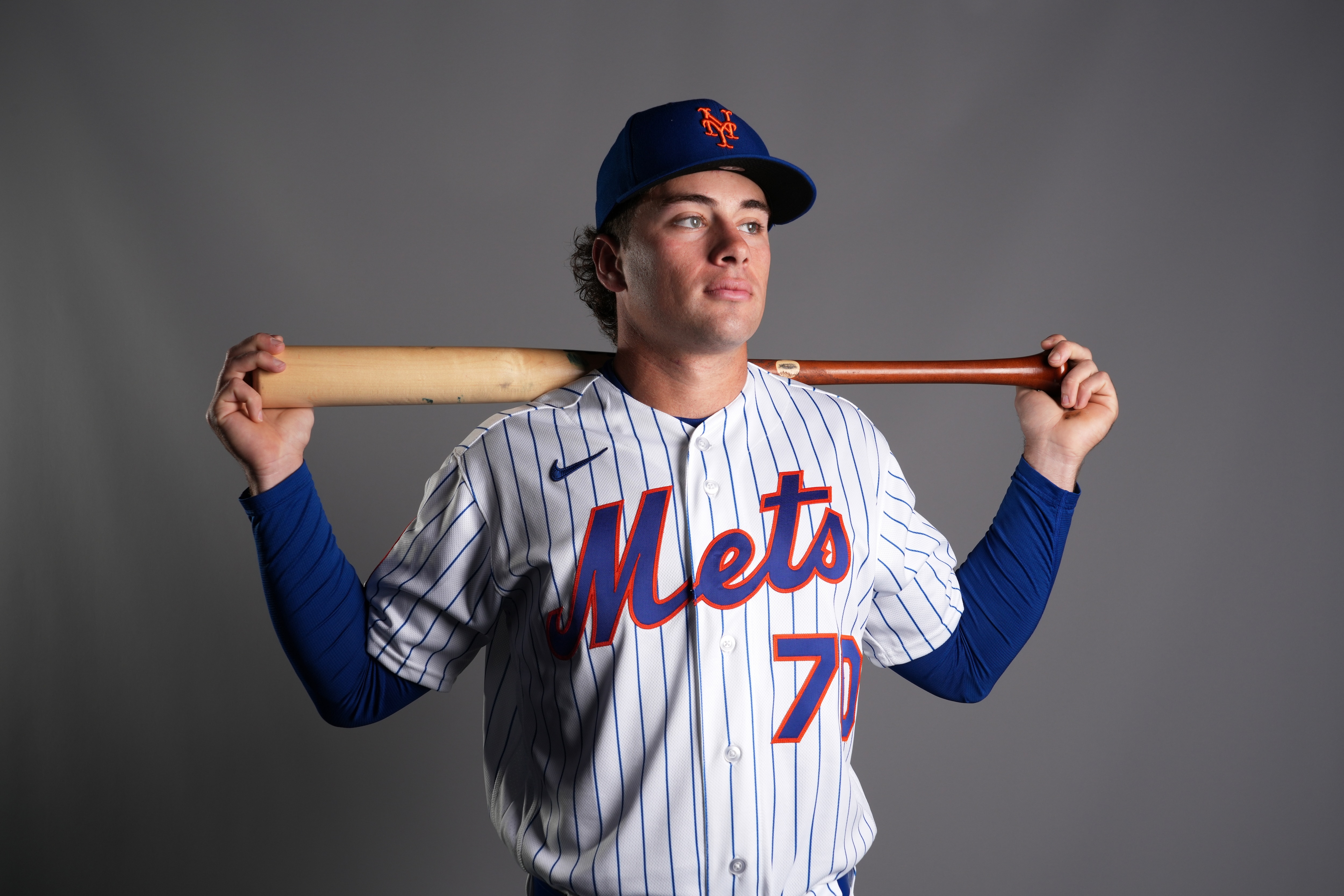 New York Mets outfielder Nick Morabito poses for a photo in February.
