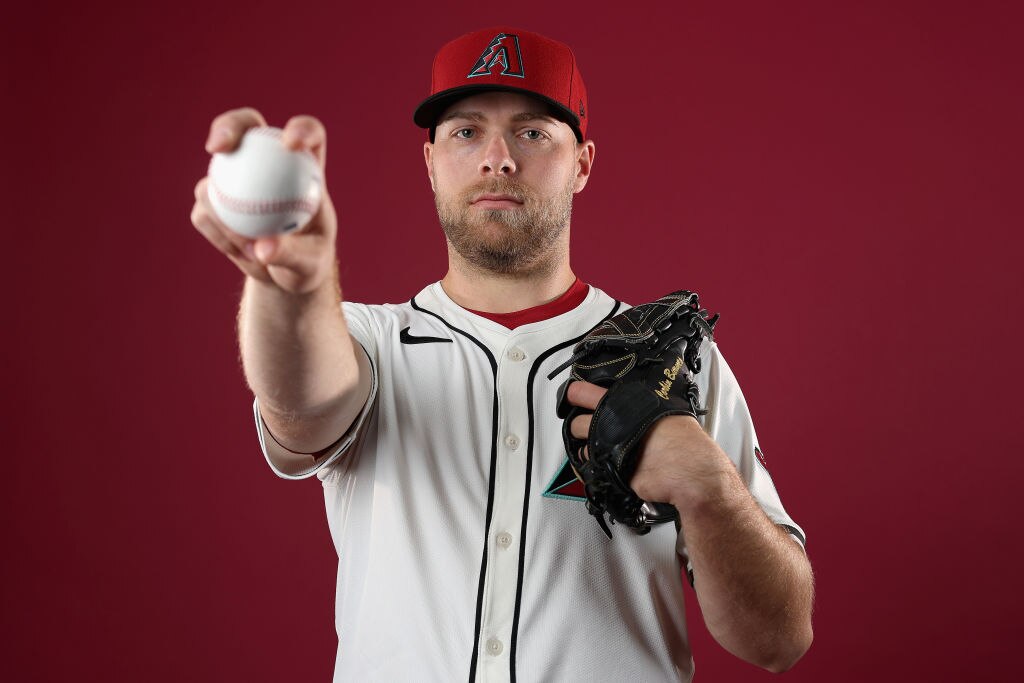Corbin Burnes #39 of the Arizona Diamondbacks poses for a portrait during photo day in February.