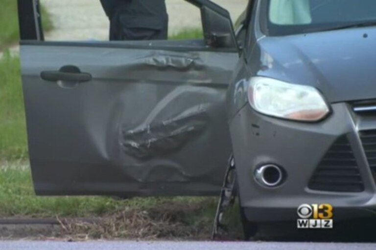A picture of the car involved in the crash that injured a 9-year-old girl and her adult brother.