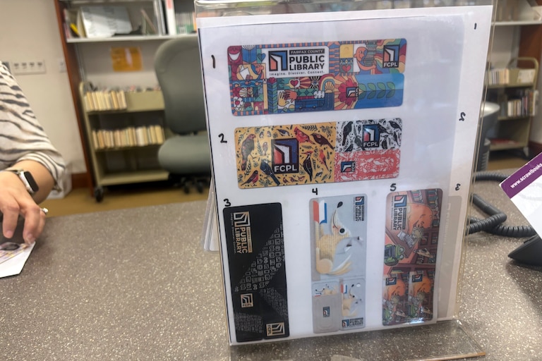 Library card designs in the Fairfax County Library System.