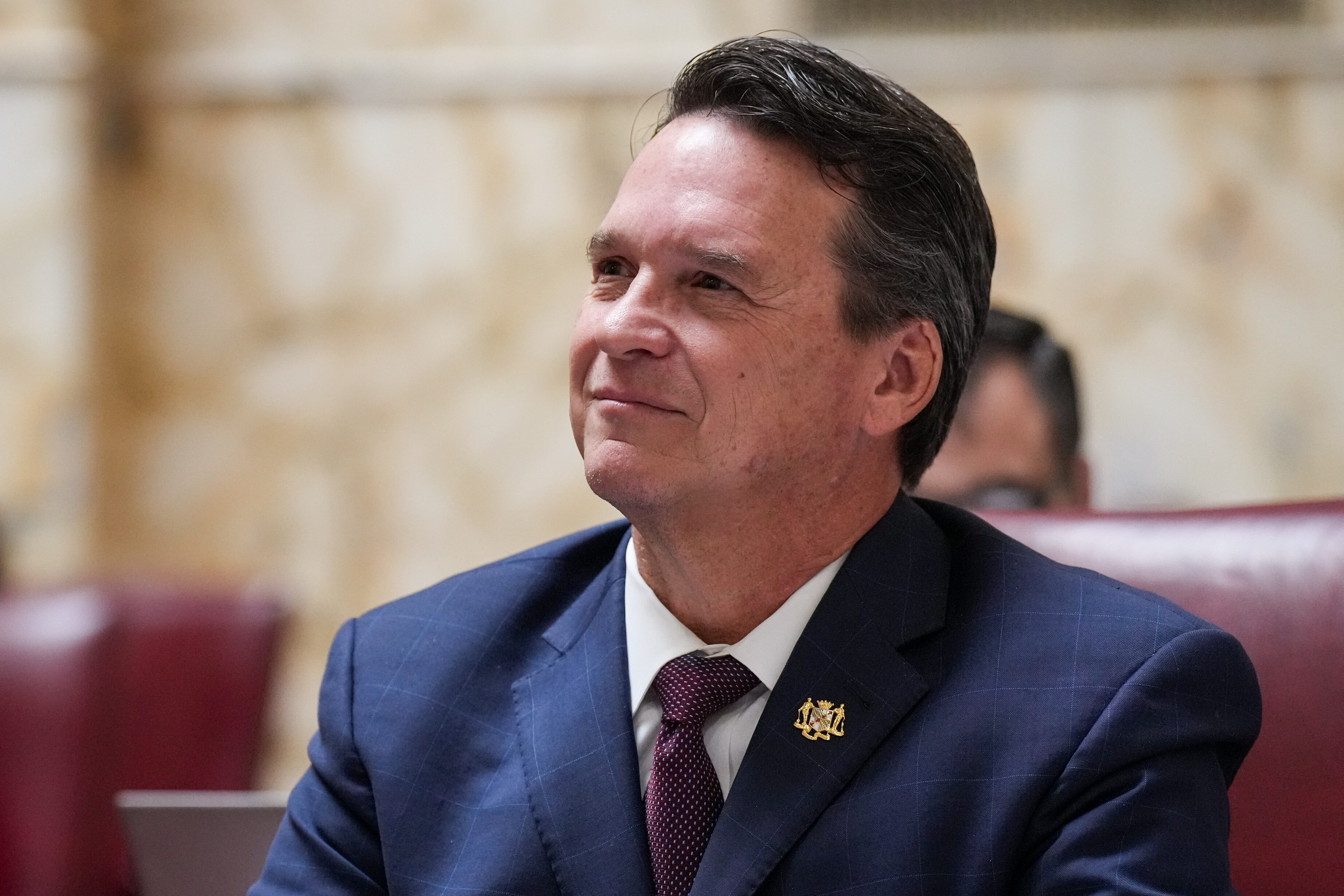 Maryland Senate Minority Leader Stephen Hershey sits in the Senate Chamber in the Maryland State House on March 15, 2024.