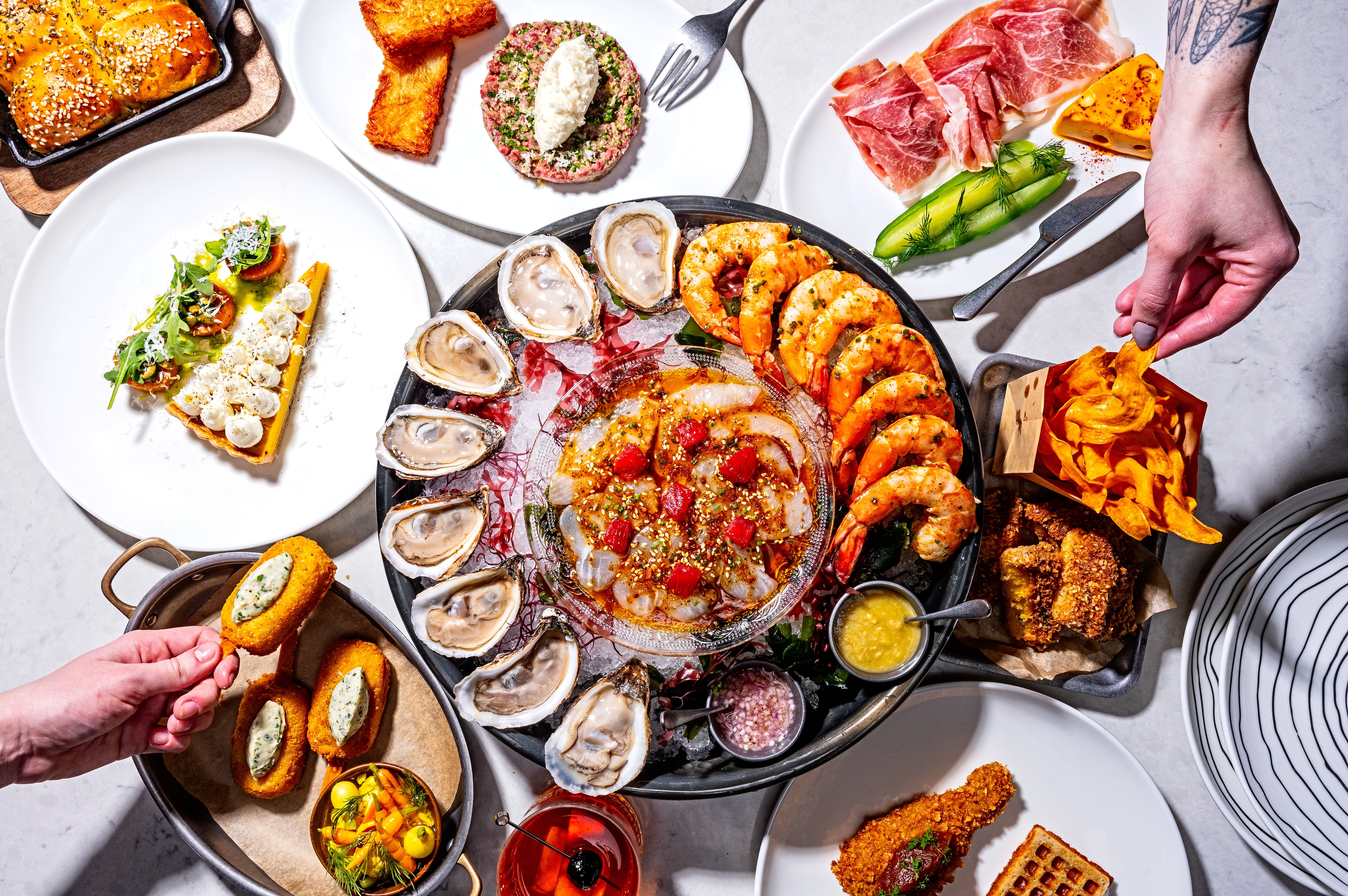 The spread at Wye Oak Tavern in Frederick.