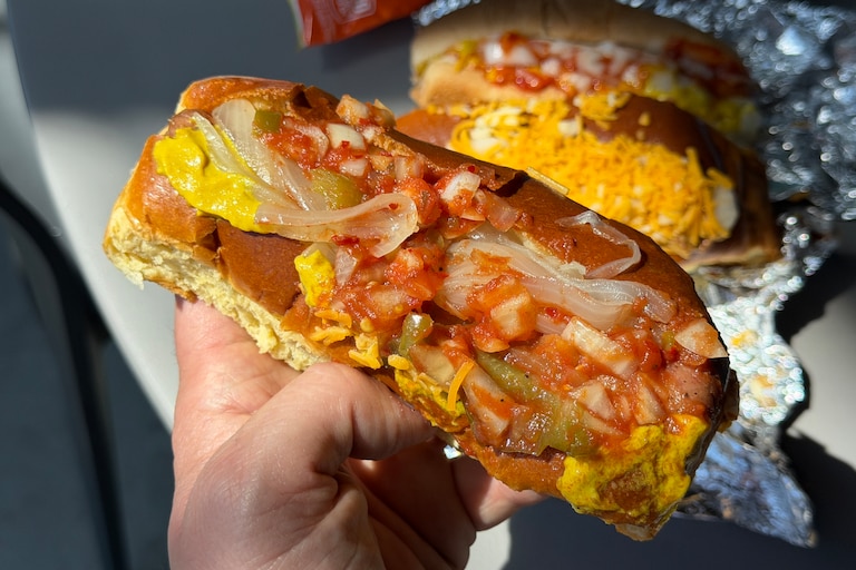 The "Baltimore" hot dog from Sausage Master in Lexington Market.