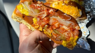 The "Baltimore" hot dog from Sausage Master in Lexington Market.