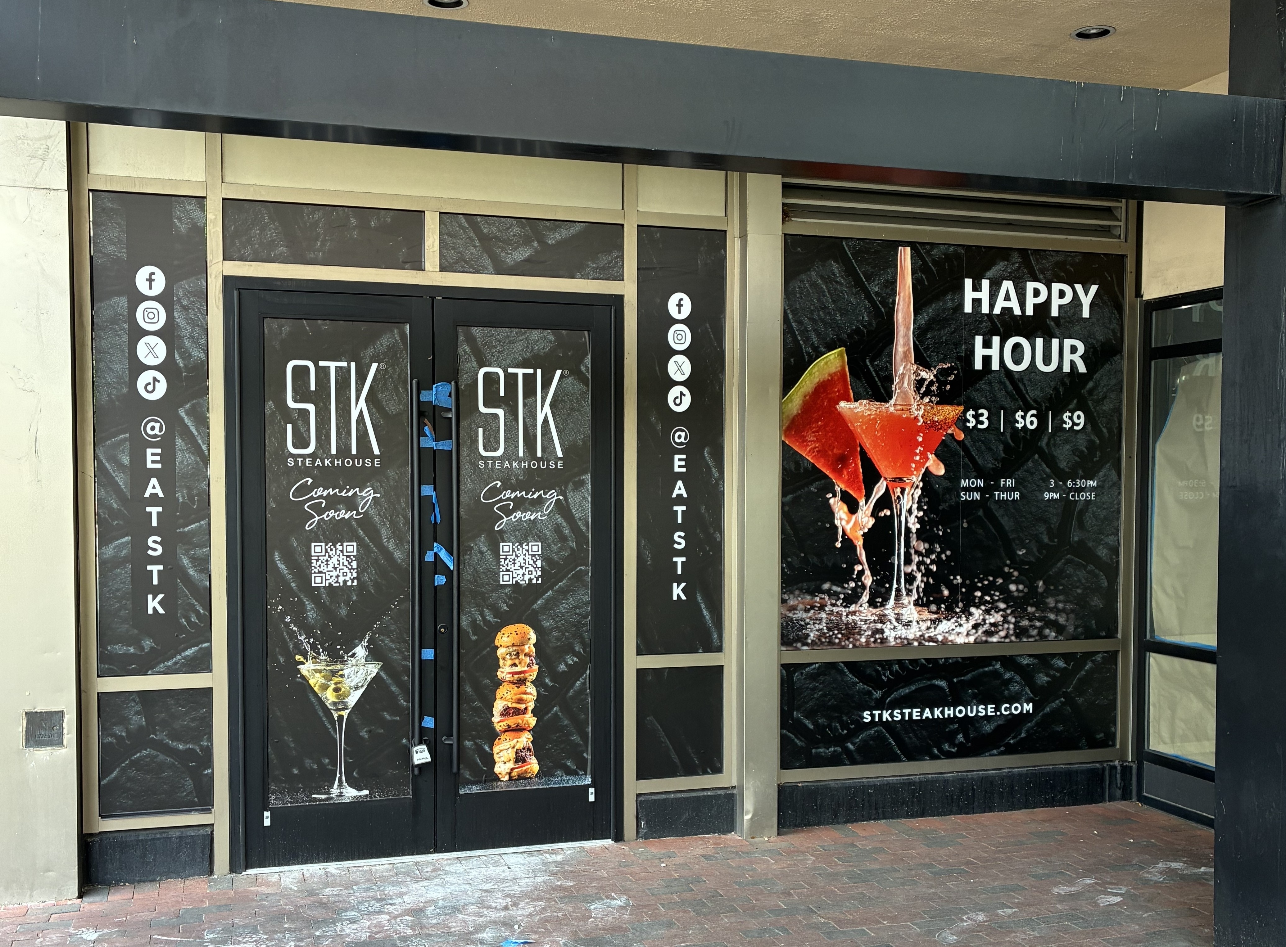 Signage for STK covers the doors of 1 E. Pratt St. on June 5, 2026.