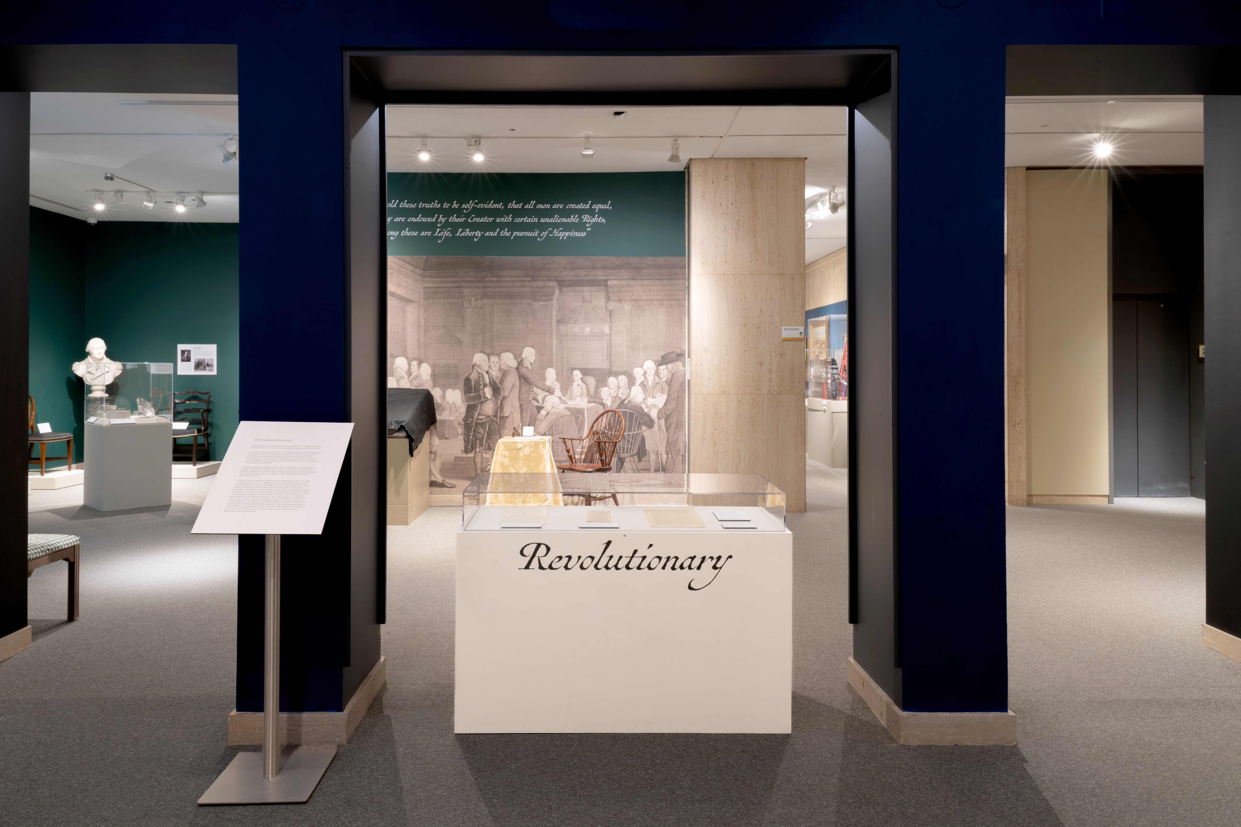 Mary Katharine Goddard: A Woman’s Declaration,” an exhibition about the only woman whose name appears on the Declaration of Independence, is on display at the Maryland Center for History and Culture’s H. Furlong Baldwin Library.