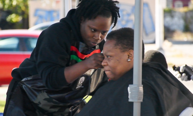 The East Baltimore Graffiti Church gave away free haircuts at their annual church fair.