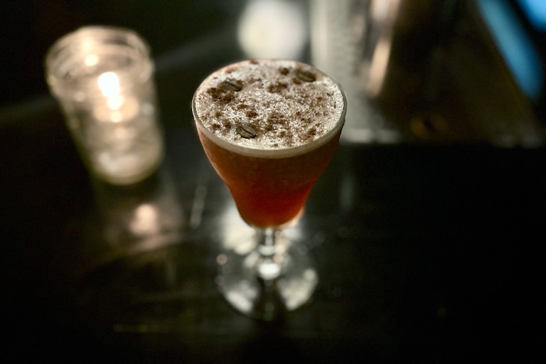 The Jackie-O from Sugarvale takes an espresso martini to the next level with brown-butter-washed bourbon and pecan-pie orgeat.