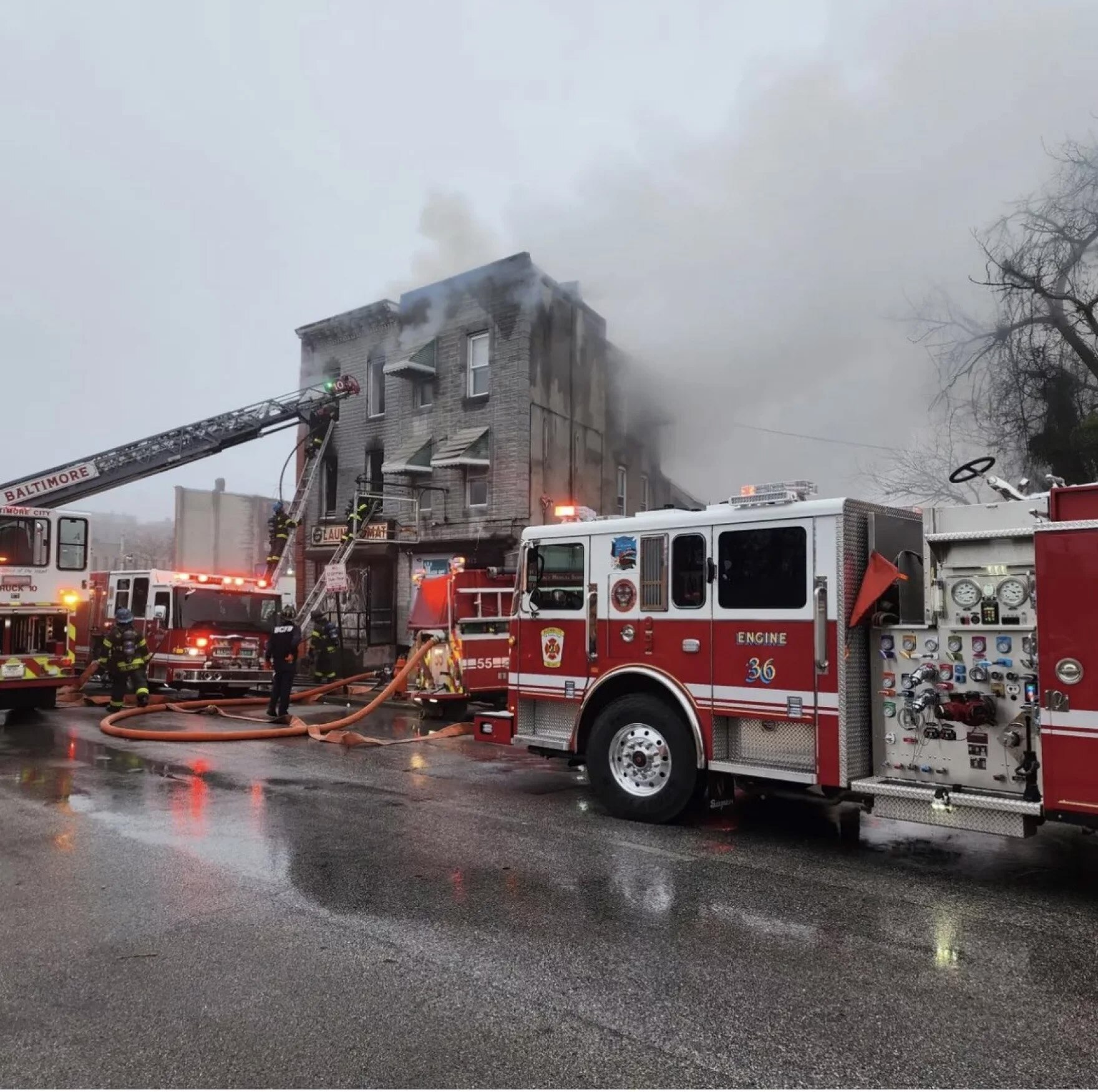There was a two alarm fire along the 400 block of South Monroe Street in the Carrollton Ridge neighborhood in Baltimore in December 2022.