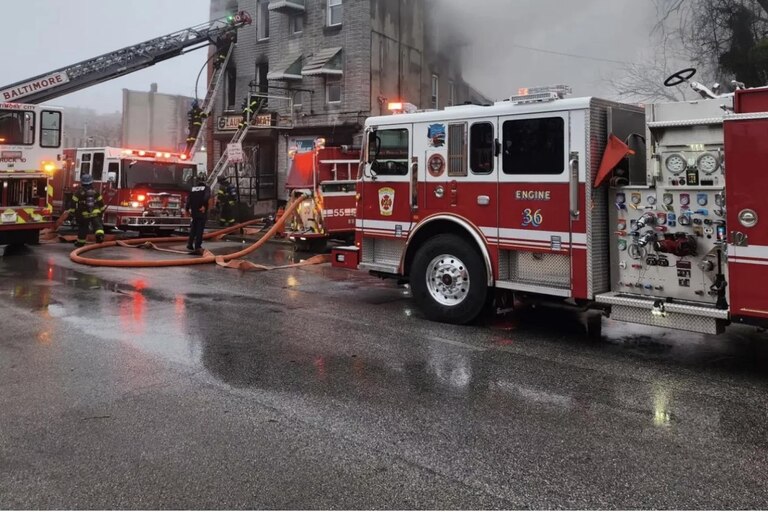 There was a two alarm fire along the 400 block of South Monroe Street in the Carrollton Ridge neighborhood in Baltimore in December 2022.