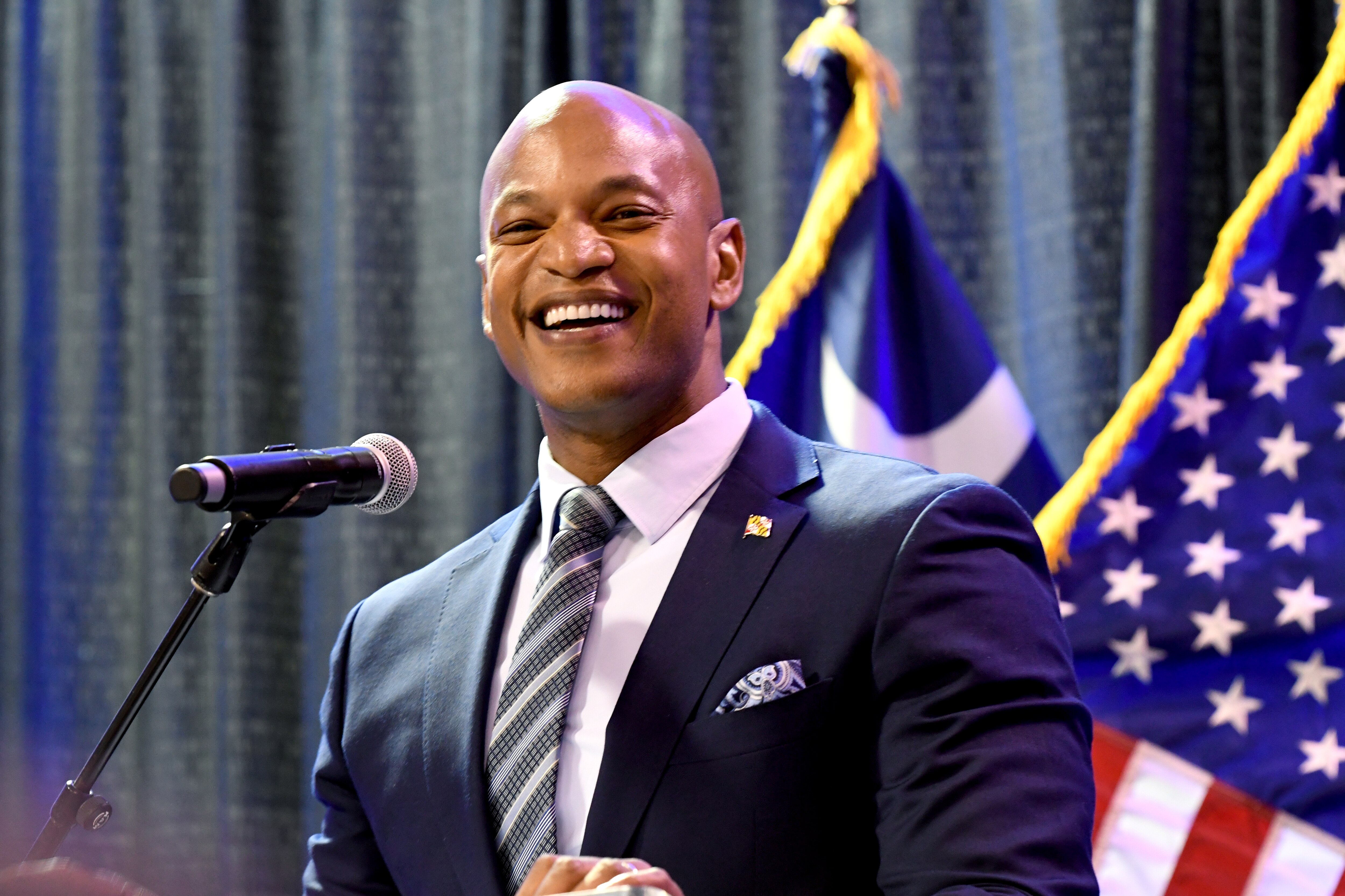 Maryland Gov. Wes Moore speaks at the South Carolina Democratic Party's Blue Palmetto Dinner in Columbia, S.C., on Friday, May 30, 2025.