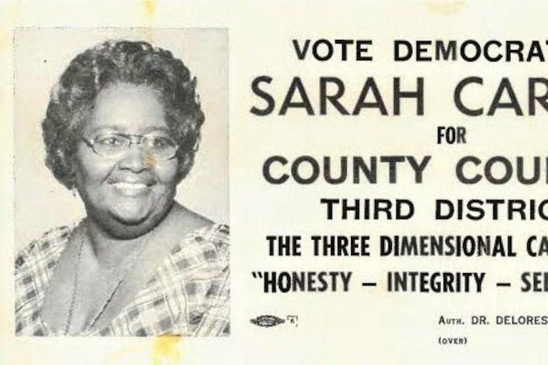 In 1974, Sarah E. Carter ran for Anne Arundel County Council. She beat the Democratic slate candidate in the September primary and then a Republican in November.